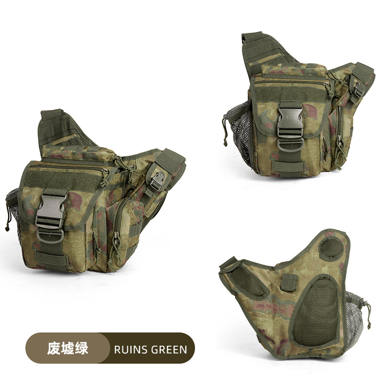 Bolso de camuflaje estilo militar para cámara fotográfica, bandolera de un solo hombro, impermeable, para ciclismo, senderismo, táctico, para actividades al aire libre.