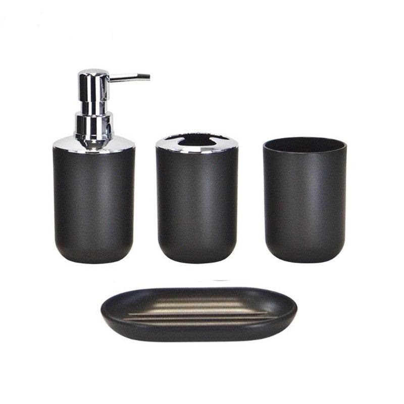 En stock Baño de plástico de lavado de cuatro piezas simple Baño de seis piezas conjunto de suministros cepillo de dientes enjuague bucal taza Kit de combinación