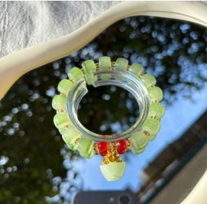 S047 - Pulsera de cuentas verde Dundun con bolsa de dinero#tamaño 333