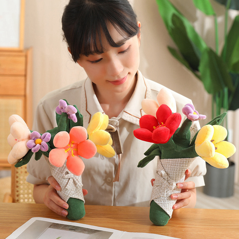 Plantas creativas flores en maceta muñecas dibujos animados lindos interesantes flores de mano decoración para el hogar juguetes para mujeres