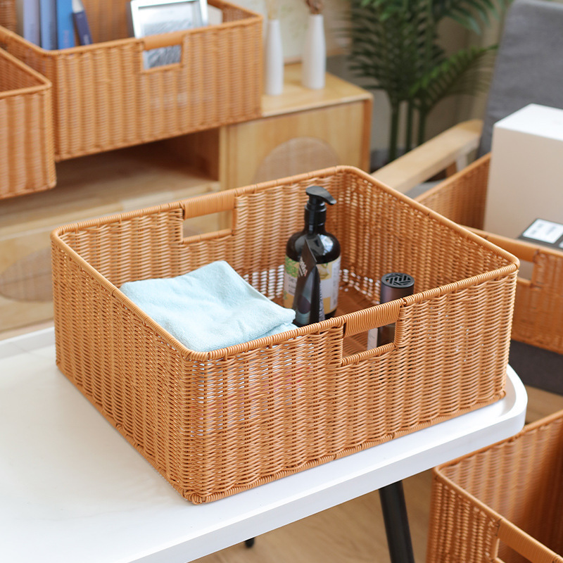 Nordic Rattan-like Bedroom Cabinet Storage Basket Living Room Snack Storage Basket Cabinet Storage Basket Sundries Storage Basket