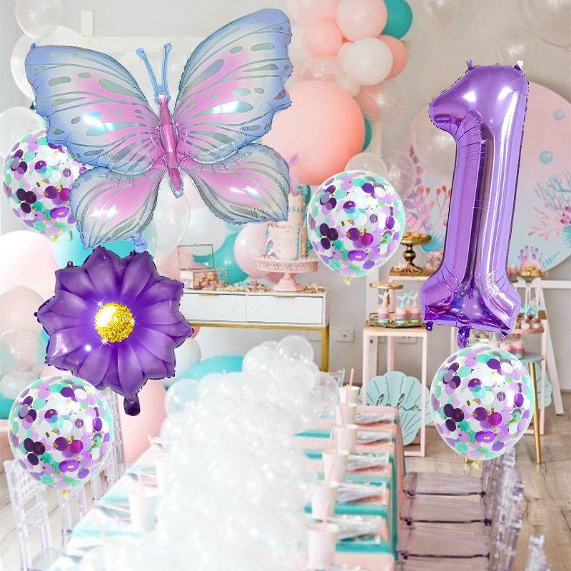 Casual Cute Flower Butterfly Aluminum Film Birthday Festival Balloons display picture 4