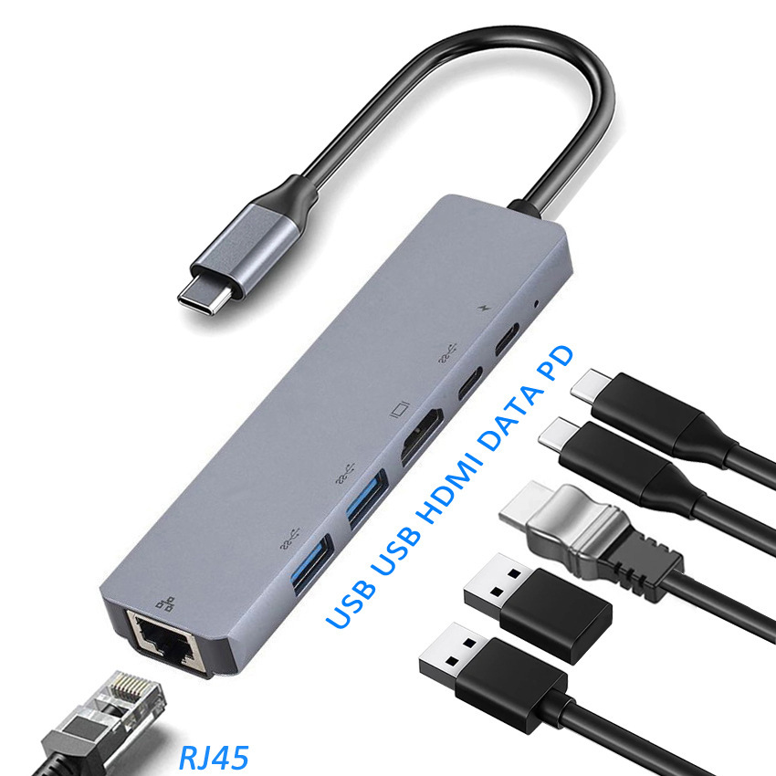 usb-chub转rj45网卡hdmi4k集线器手机笔记本电脑typec扩展坞