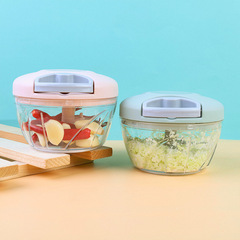 簡約三刀片手動搗蒜泥手拉拉蒜器手拉切菜器家用打蒜攪碎機蒜泥器