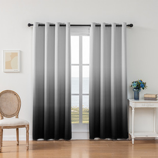 Cross-Border Popular Gray and White Gradient Curtains Simple Living Room Bedroom Blackout Curtains Hotel Balcony Blackout Cloth Dropshipping