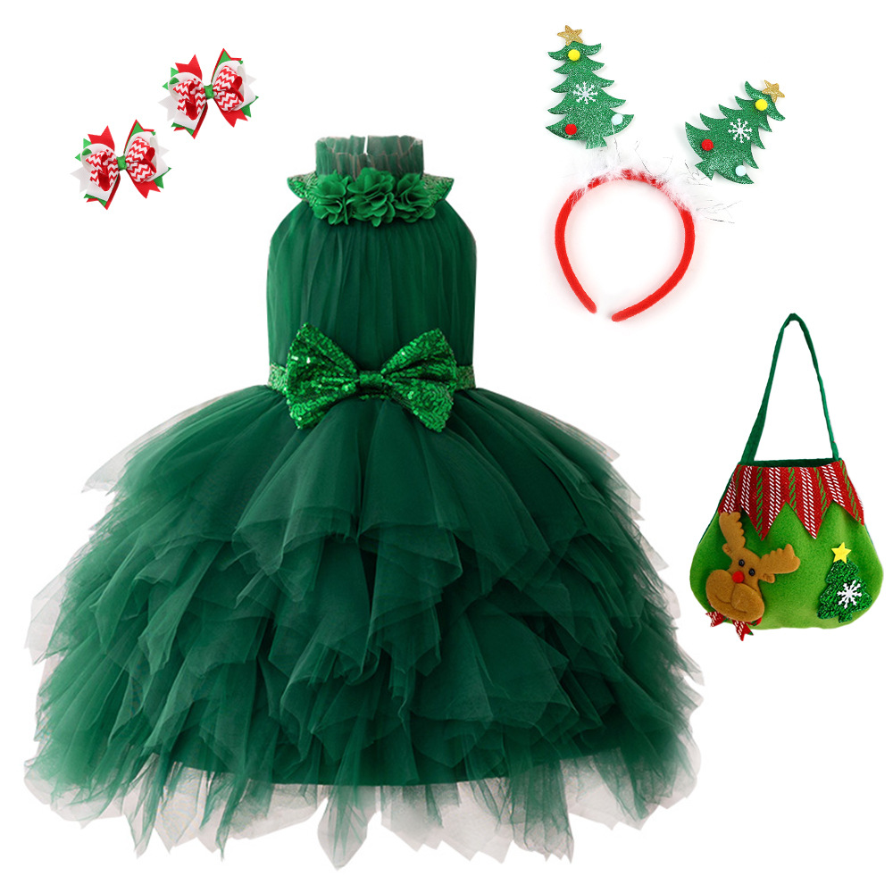 Europa y América Navidad vestido de niña vestido de red vestido de desfile vestido de gala vestido de niña vestido de noche vestido nuevo vestido de princesa
