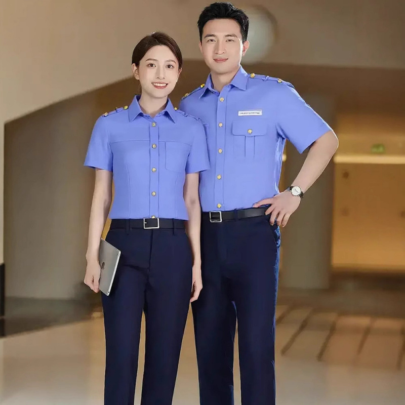 50 Cotton New Style Railway Shirt Uniform Blue Passenger Train High-Speed Rail Workwear Men's Long and Short Sleeve Vocational School Student Shirt