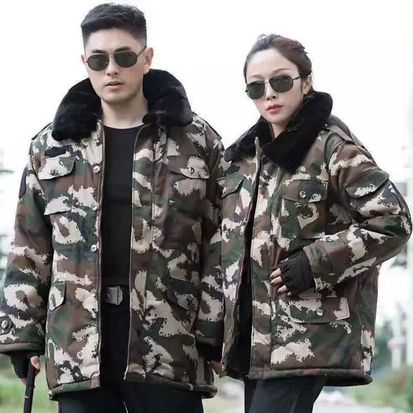 Camouflage cotton-padded coat men's winter thickened mid-length outdoor warm cotton-padded coat windproof cold-resistant work cotton-padded coat