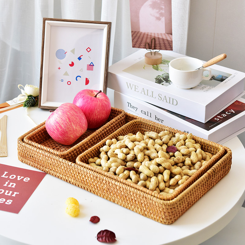 Cestas de almacenamiento de caña artesanal vietnamita, cestas de almacenamiento de frutas, cestas de almacenamiento de pan, cestas de almacenamiento de escritorio para el hogar, sala de estar