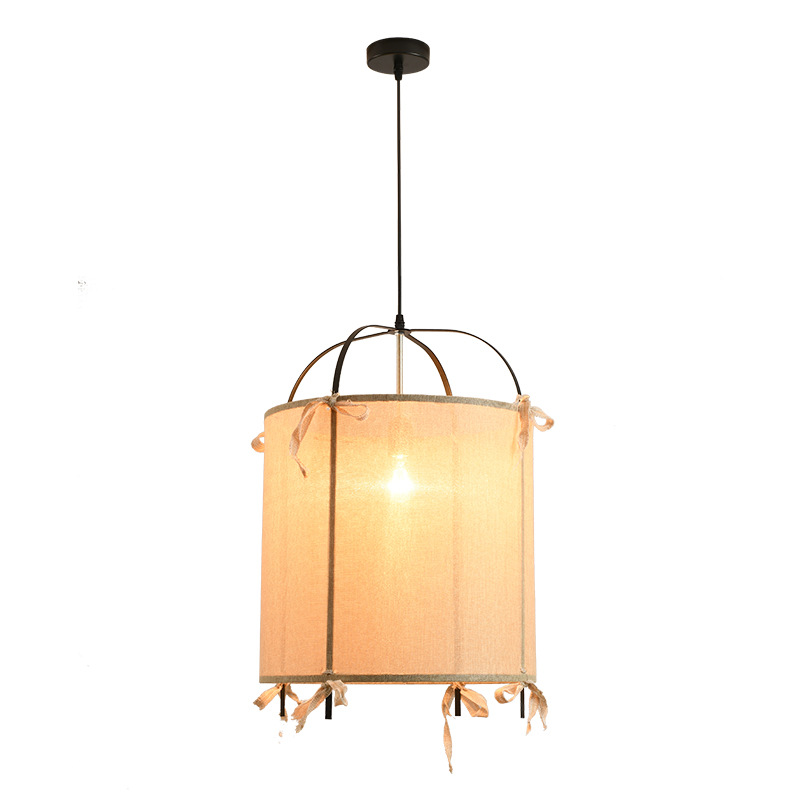 Chandelier de tela Zen sala de té restaurante japonés tienda de materiales japoneses decoración de alojamiento residencial de viento tranquilo antiguo Chandelier de tela de lino