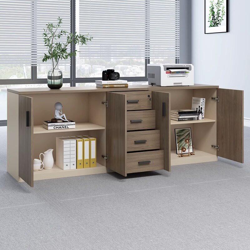 Gabinete de escritorio de madera simple con cajón de bloqueo, armario de piso, gabinete de té, gabinete de impresora personalizado