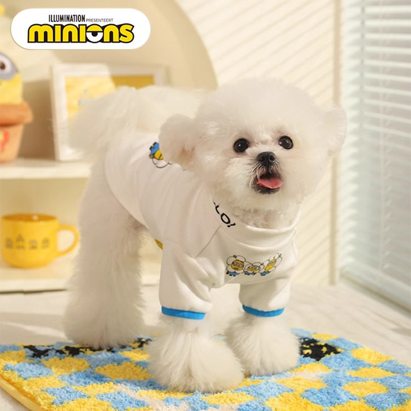 Pequeño Amarillo impreso que basa la camisa mascota lindo oso de peluche caliente Corgi pijamas ropa de invierno ropa de perro de Invierno