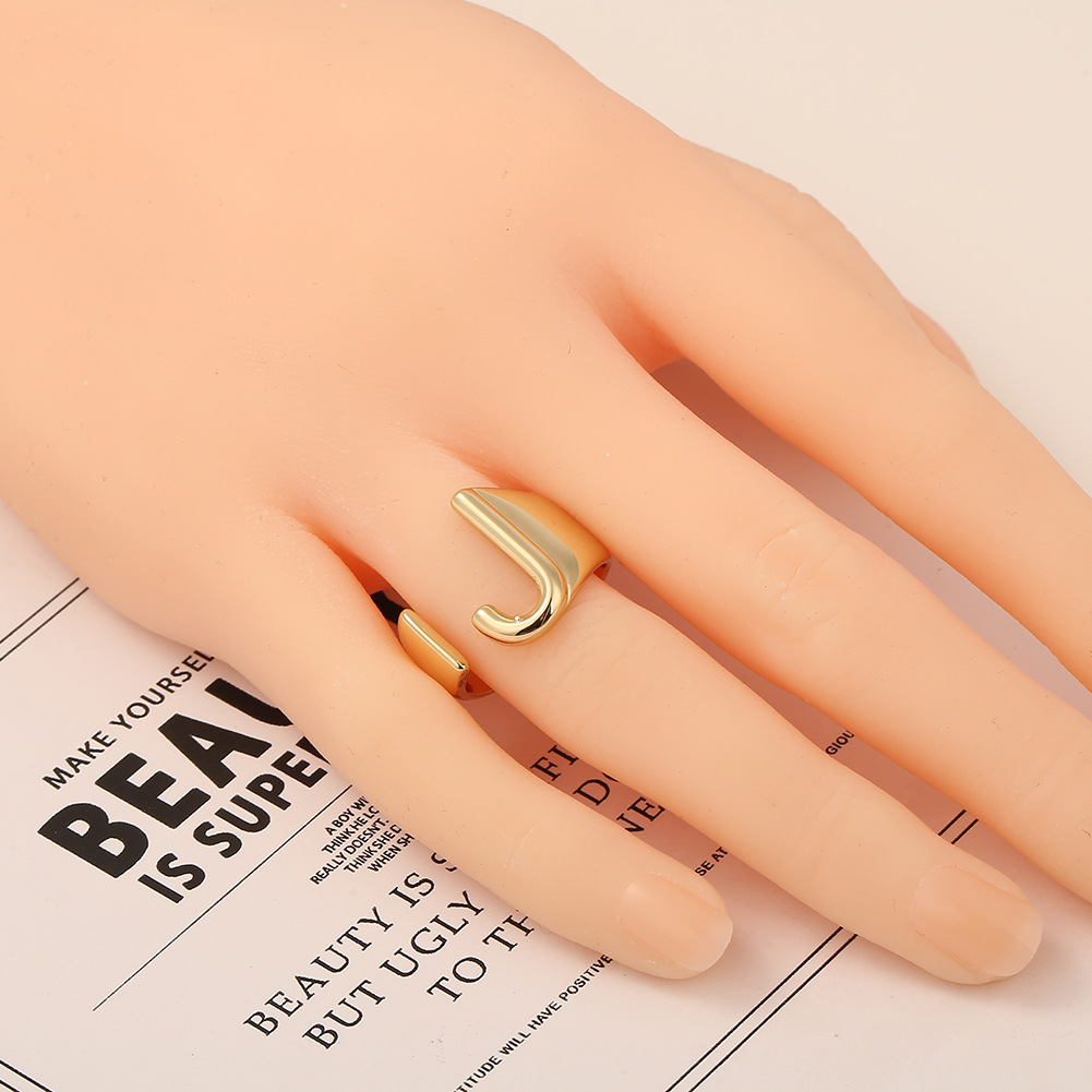5g Weight Birthday Occasion Copper Material Letter Pattern Unisex Gender Fashion Style Fashion New Style Copper 26 English Letter Ring 7