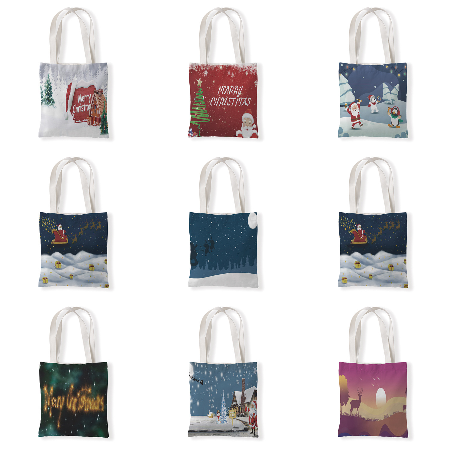 创意圣诞节印花单肩购物袋广告宣传包休闲零钱袋文艺手提帆布袋