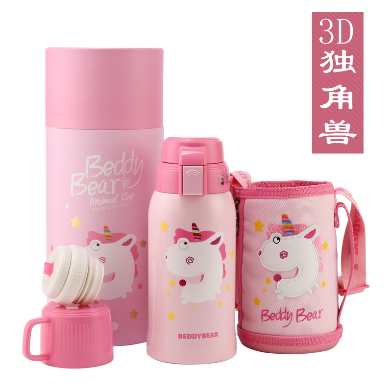 Oso de los niños serie completa taza de vacío bebé taza de agua con paja jardín de infantes al por mayor beber hervidor de agua taza de regalo caja