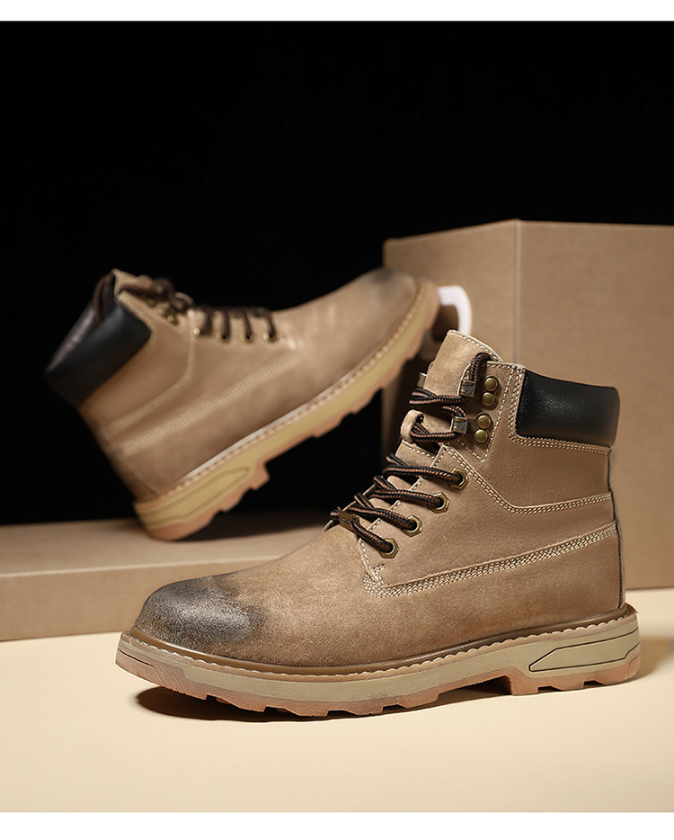 Ψηλές, μεγάλες κίτρινες μπότες, με στρώση κεφαλιού, δέρμα χοίρου, για υπαίθριες δραστηριότητες και ζεστά ανδρικά παπούτσια από κασμίρ_voghion.com