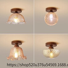 新中式复古胡桃走廊过道实木小吸顶灯中古风楼梯阳台玄关衣帽间灯