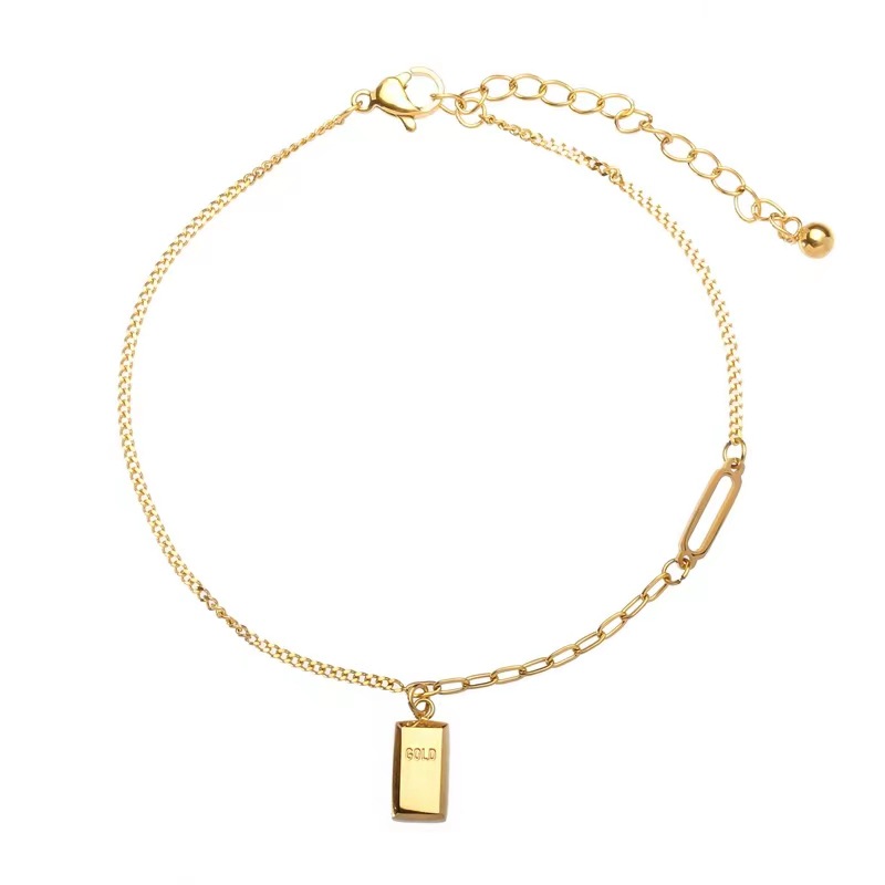 New ins niche design high-end k gold rich gold bar anklet_voghion.com