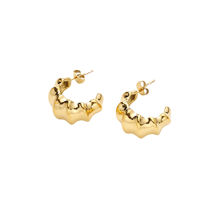Tainains tendencia 18k oro de acero inoxidable aretes de bambú anillo grueso aretes de acero inoxidable aretes de joyería de mujer