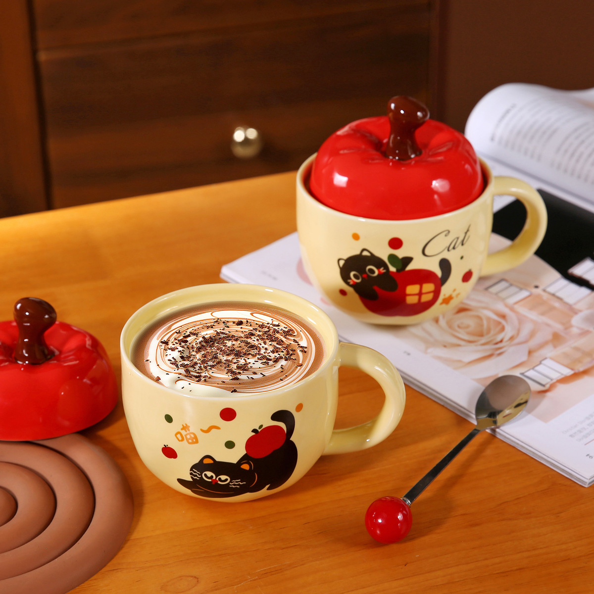 Taza de cerámica de dibujos animados de fruta de seguridad navideña nueva transfronteriza linda taza de agua de Navidad regalo taza de Navidad