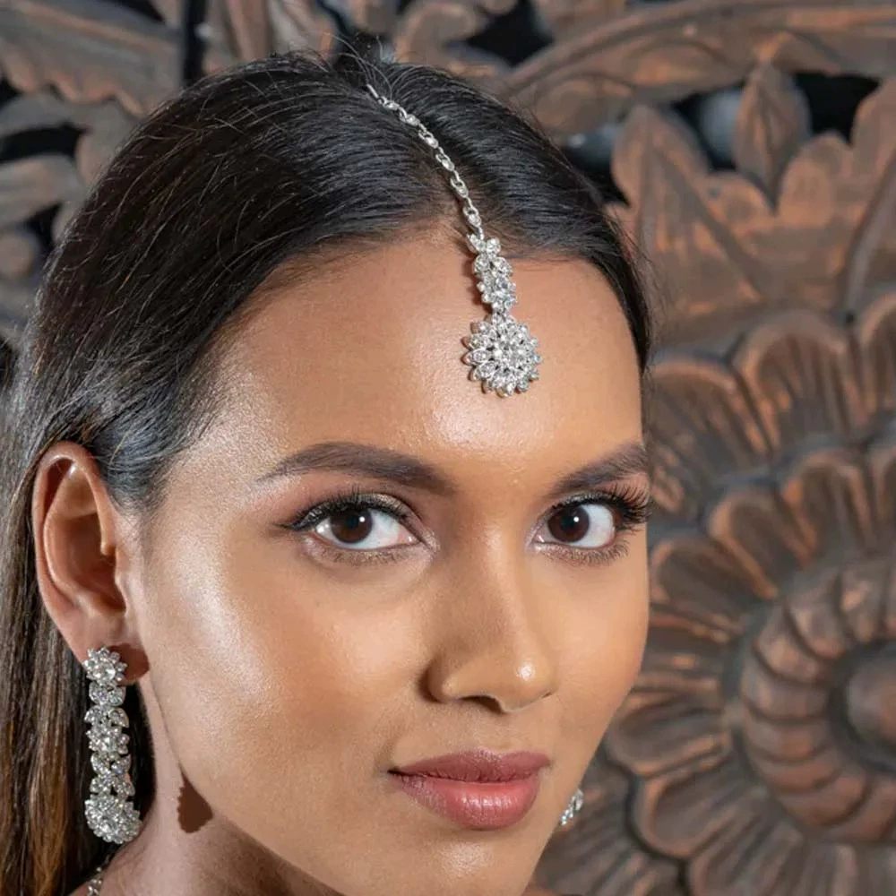 Европейский и американский взрывной национальный ветер цветок лоб цепочка ретро циркон брови сердцебиение цепочка для волос невесты Hair chain