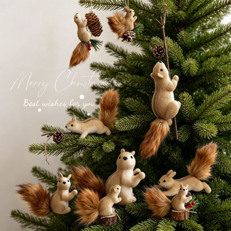 New Forest-Style Creative Cute Plush Squirrel Christmas Pendant Christmas Decorations Home Desktop Decoration Ornaments New Forest-Style Creative Cute Plush Squirrel Christmas Pendant Christmas Decorations Home Desktop Decoration Ornaments