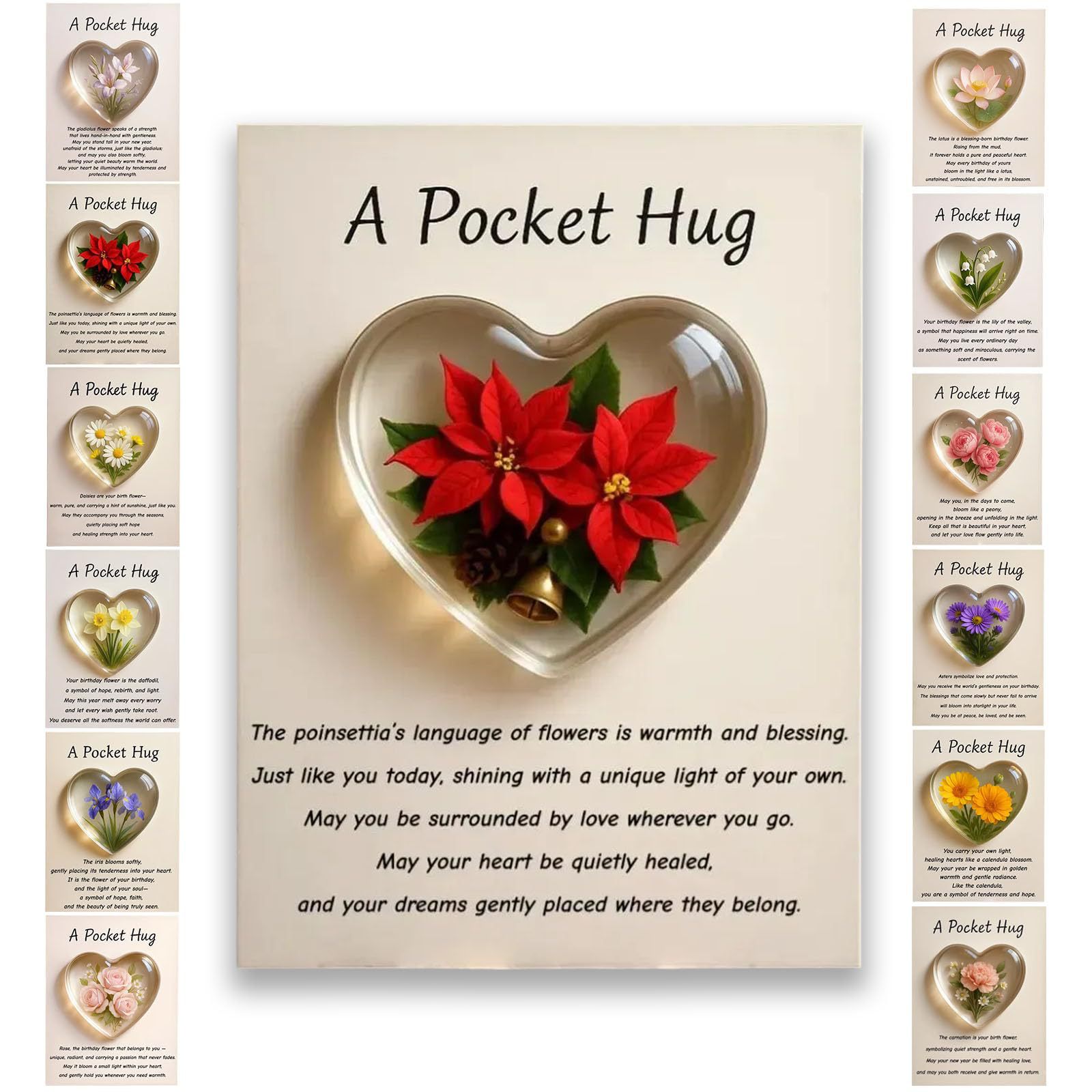 Birth Flower Pocket Hug Gift For Any Occasion Personalized Keepsake_voghion.com