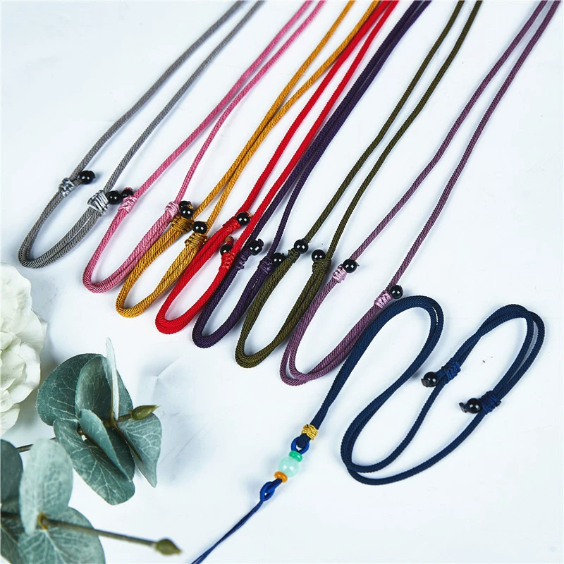 Плетеный шнур ожерелья handmade, кулон, ремешок, ювелирные изделия, изумруд регулируемая защитная амулет, пряжка