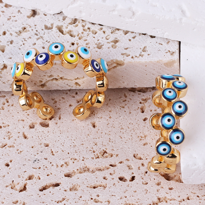 1 Piece Quantity Daily Occasion Copper Material Simple Style Commute Round Devil's Eye Copper Open Ring In Bulk