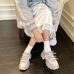 厚底玛丽珍鞋女2025新款蝴蝶结设计休闲运动鞋增高老爹鞋明星同款