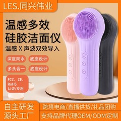 国境を越えて人気の高いCE温湿布導入両面洗顔ブラシ多機能充電式防水音波振動シリコン洗顔器