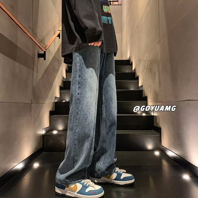 Vaqueros americanos de otoño pantalones negros y grises lavados para hombre