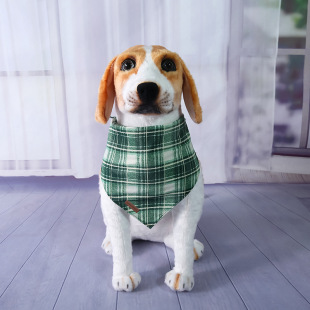 Cross-Border Cute Style Pet Saliva Towel, Cat Plaid Bib, Christmas Accessories, Small Size Dogs Dog Triangle Towel