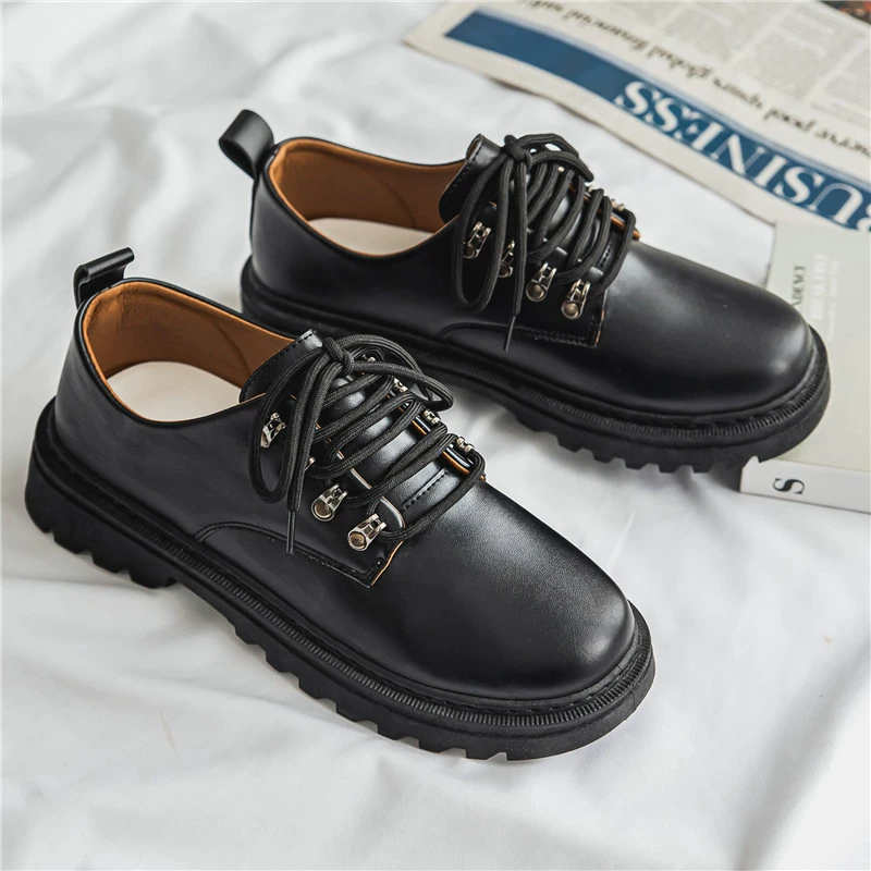 Martens, полуботинки для отдыха из кожи, осень, тренд сезона, корейский стиль