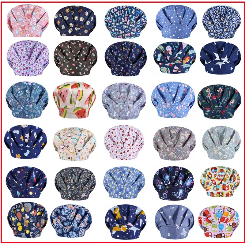 手术蓬蓬帽纯色男女医生护士帽麻醉师宠物医院长发包头防尘工作帽