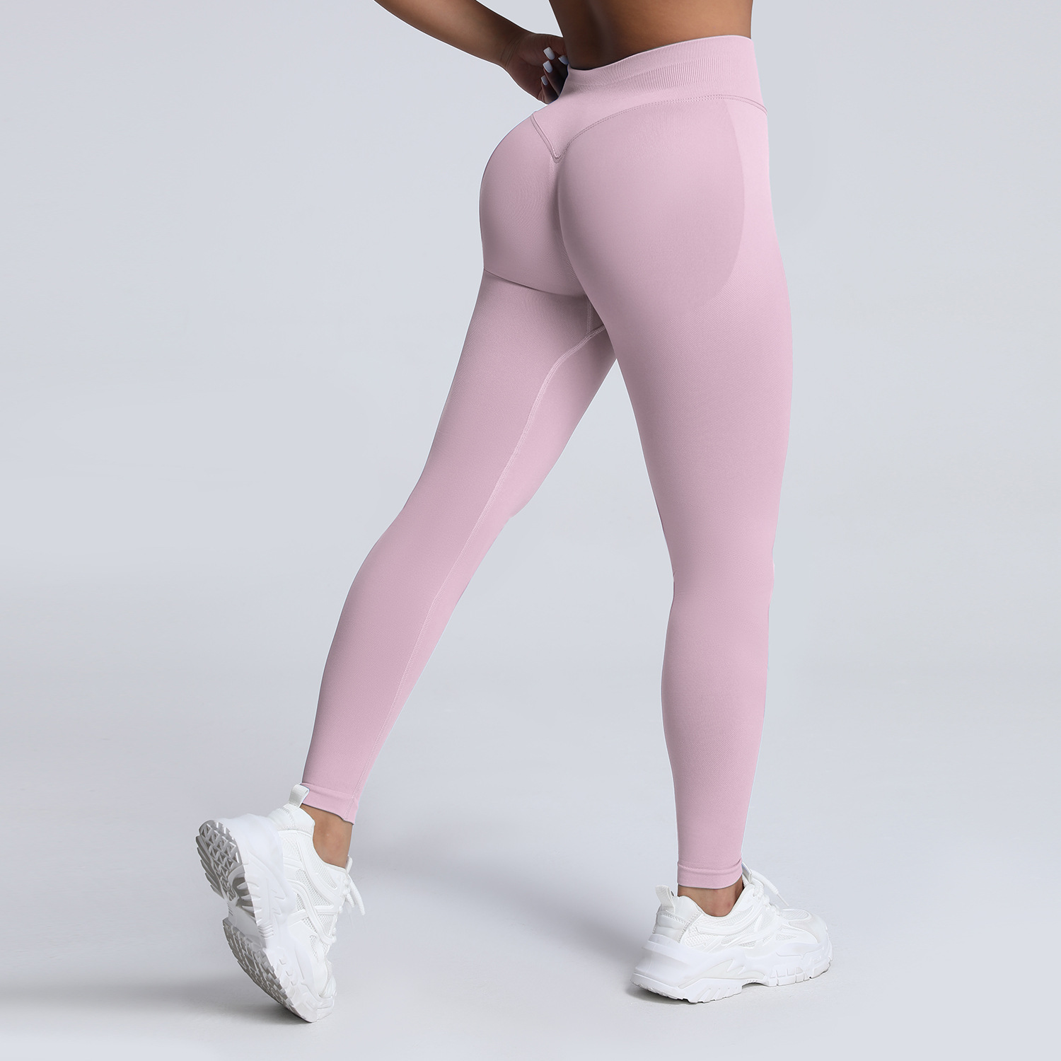 Amazon sin costuras matte pantalones de gimnasio de cintura alta mel mel mel melon elevación de cadera ajustado pantalones deportivos de secado rápido para correr pantalones de calzado
