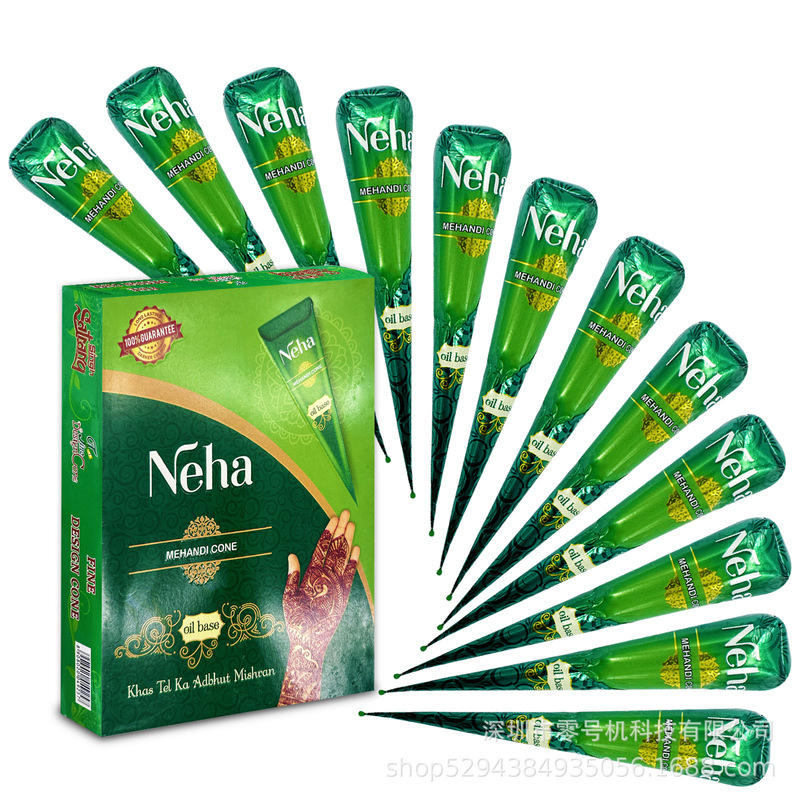 Indian Henna Cream Pure Plant Anti-Color Waterproof Long-Lasting Export Special Temporary Tattoo Hand-Painted Cream Body Painting Brown Supply