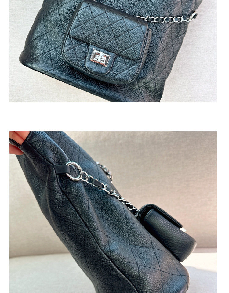 Sac à main en cuir de vache, couche de tête, petit treillis de diamant parfumé, chaîne, grande capacité, épaule pour les déplacements, nouvelle collection 2024_voghion.com