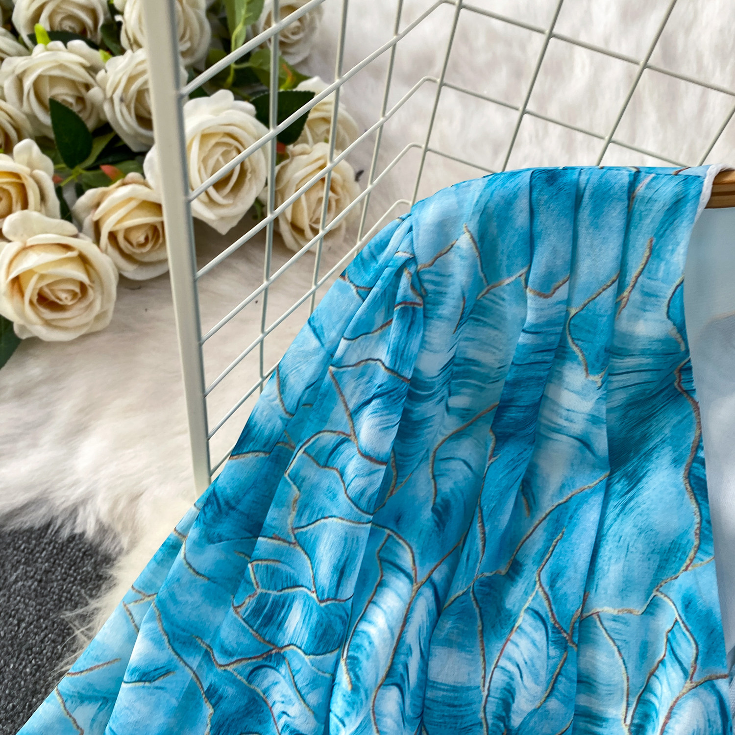 Women's French Style Chiffon Floral Print Dress Summer Korean Tie Waist Long Sleeve Slimming Maxi Dress Perfect With Leggings_ecoleips.com