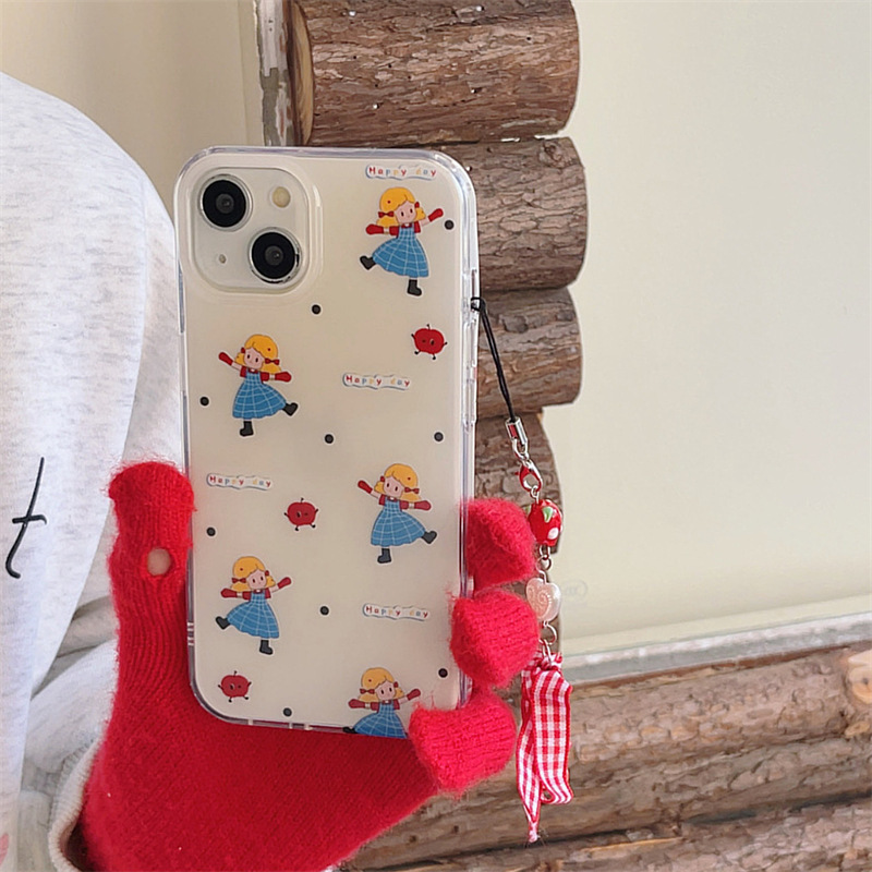 Chica de lunares coreana para Apple 16promax nicho 15pro nueva funda para teléfono móvil 13/14 dibujos animados 16 mujeres