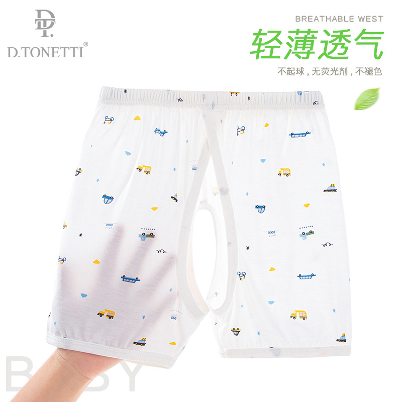 3510款厂家批发直售儿童宝宝人棉印花薄款平角开档短裤
