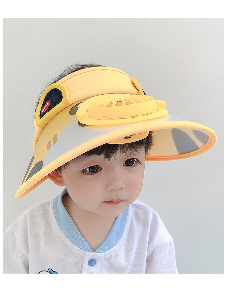 Baby Topless Summer Rechargeable Fan Sun-proof Big Brim Gradient Color Transparent Hat display picture 2