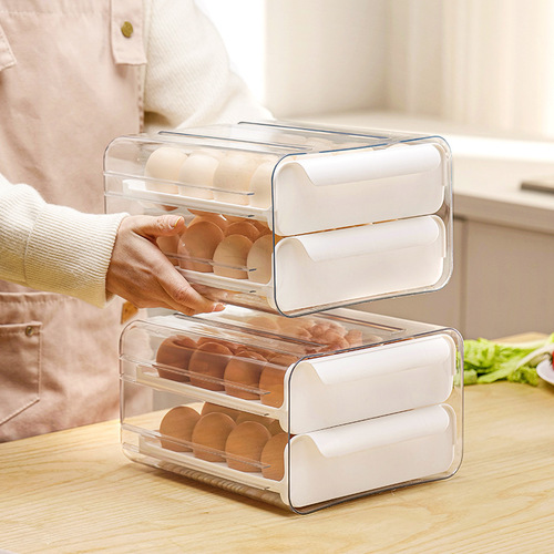 Refrigerator egg storage box drawer-type transparent food-grade egg box household double-layer egg tray kitchen crisper