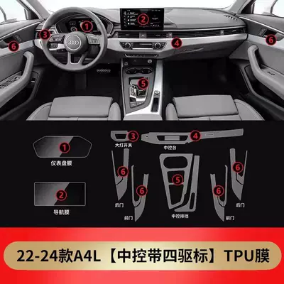 Car interior film, A4L Interior Protective Films A5 - 20-25-models-a4-full-set-of-tpu-soft-film-four-wheel-drive-version