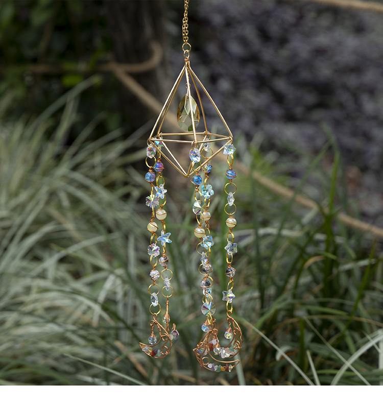 200g Weight Dreamcatcher Home Textiles & Decor Type 1 Piece Quantity Indoor Occasion Crystal, gravel, Iron Material Moon Pattern Romantic Style Romantic Moon Crystal Gravel Iron Dreamcatcher Wall Art 3