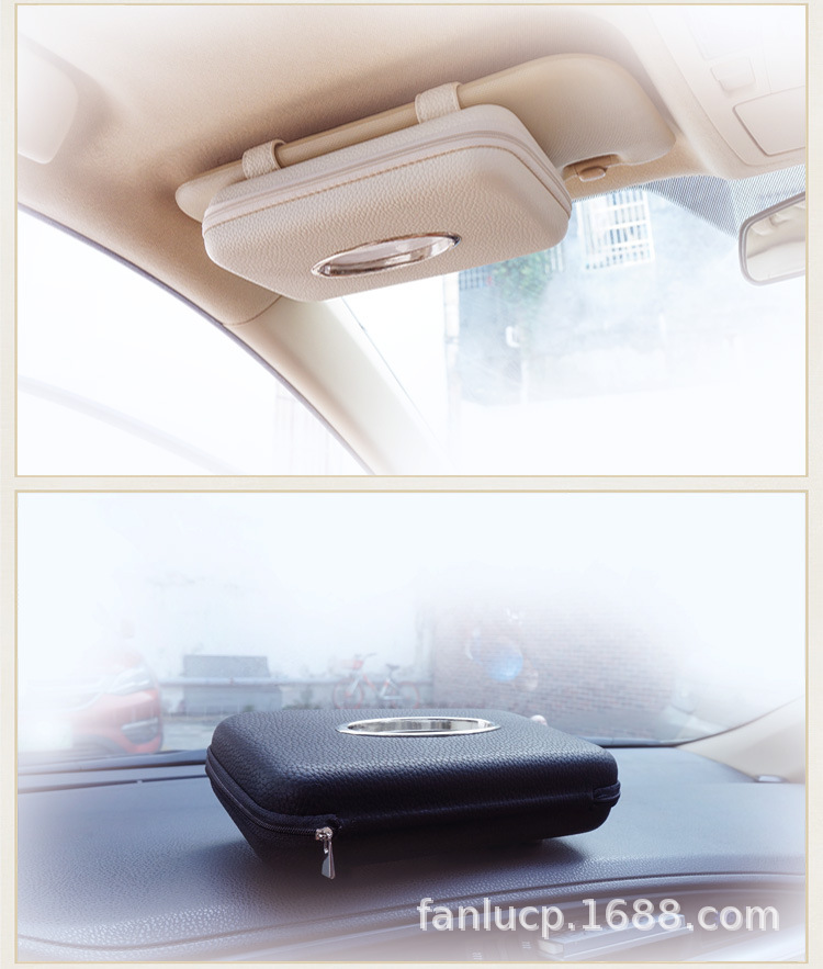 Car Sun Visor Leather Tissue Box, Creative Hanging Car Tissue Box, Light Luxury Multifunctional Storage Box