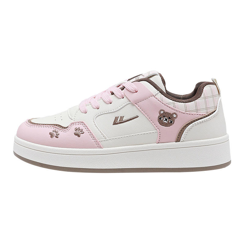 Pequeños zapatos de skate casuales frescos y lindos de alto bajo rendimiento, zapatos blancos con bordado universal, zapatos de viaje diarios simples para estudiantes de secundaria