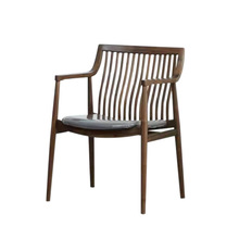 新中式梳背椅实木茶椅黑胡桃客椅老榆木圈椅批发休闲椅子家用餐椅