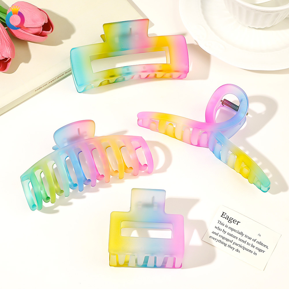 55g Weight Hair Claws Hair Accessories Type 1 Piece Quantity Holiday, Daily Occasion Plastic Material Rainbow Pattern Women's Gender Sweet, Simple Style Style Women's Sweet Simple Style Rainbow Plastic Hair Claws 1