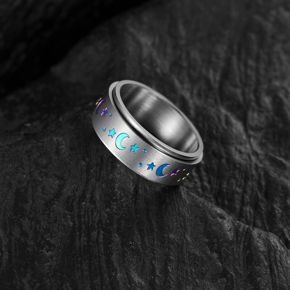 Fashion Star Moon Stainless Steel Rings display picture 1